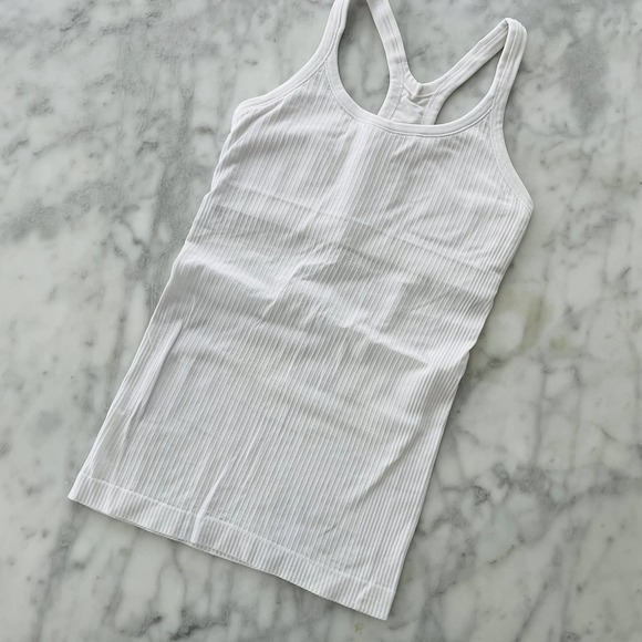 lululemon athletica Tops - Lululemon Ebb To Street Tank White 4 Ribbed Yoga Gym Workout Athleisure